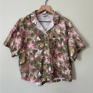 Columbia Women's Button Down Short Sleeve Floral Top Large
